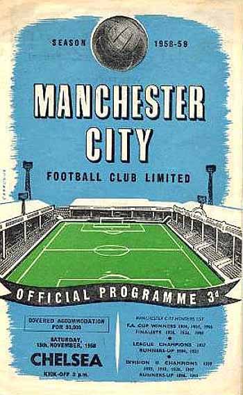 programme cover for Manchester City v Chelsea, 15th Nov 1958