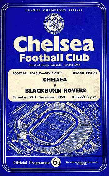 programme cover for Chelsea v Blackburn Rovers, Saturday, 27th Dec 1958