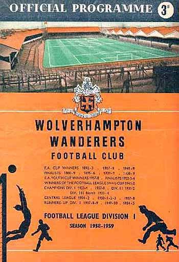 programme cover for Wolverhampton Wanderers v Chelsea, Saturday, 3rd Jan 1959
