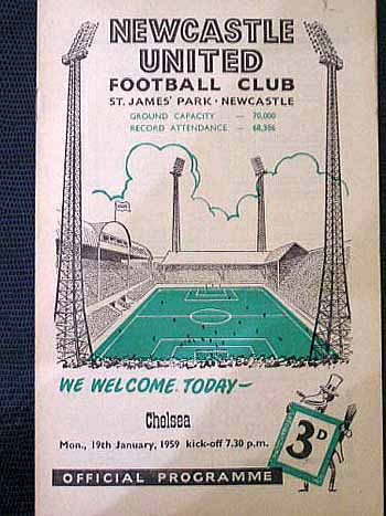 programme cover for Newcastle United v Chelsea, Monday, 19th Jan 1959