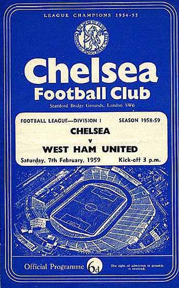 programme cover for Chelsea v West Ham United, 7th Feb 1959