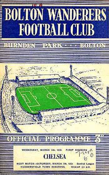 programme cover for Bolton Wanderers v Chelsea, Wednesday, 4th Mar 1959
