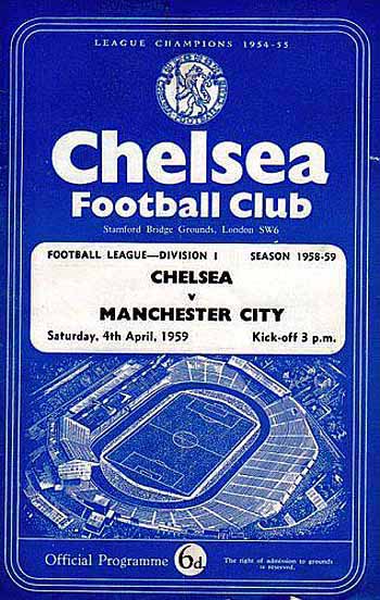 programme cover for Chelsea v Manchester City, 4th Apr 1959