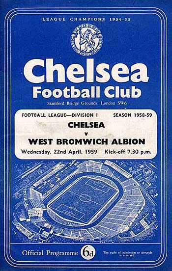 programme cover for Chelsea v West Bromwich Albion, 22nd Apr 1959