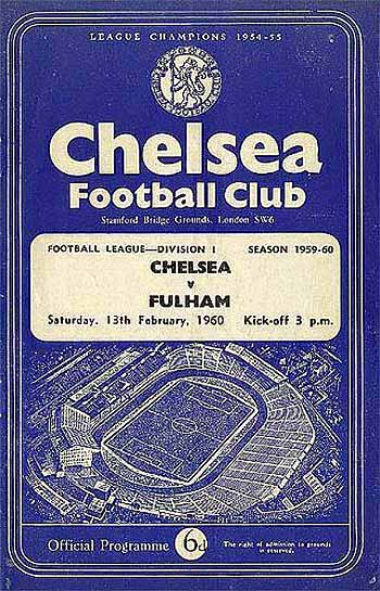 programme cover for Chelsea v Fulham, Saturday, 13th Feb 1960