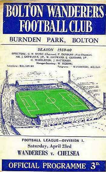 programme cover for Bolton Wanderers v Chelsea, 23rd Apr 1960