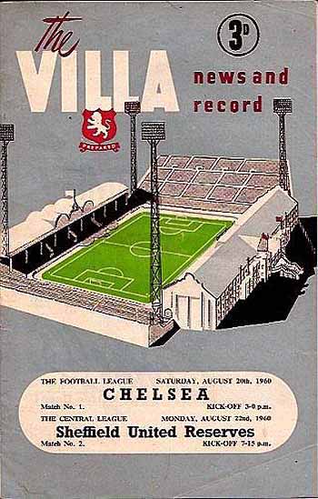 programme cover for Aston Villa v Chelsea, Saturday, 20th Aug 1960
