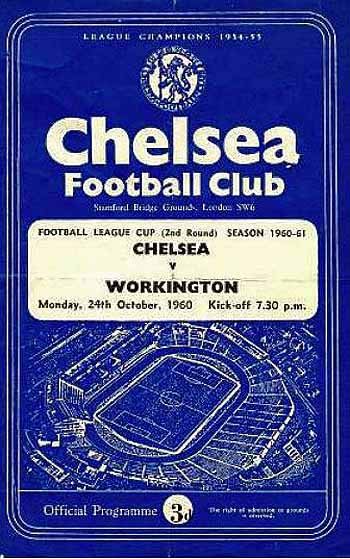 programme cover for Chelsea v Workington, Monday, 24th Oct 1960