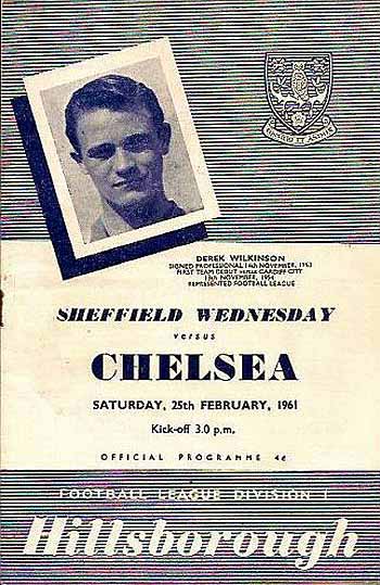 programme cover for Sheffield Wednesday v Chelsea, Saturday, 25th Feb 1961