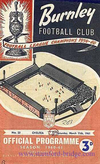 programme cover for Burnley v Chelsea, Saturday, 11th Mar 1961