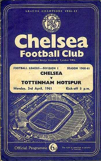 programme cover for Chelsea v Tottenham Hotspur, 3rd Apr 1961