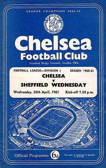 programme cover for Chelsea v Sheffield Wednesday, Wednesday, 26th Apr 1961