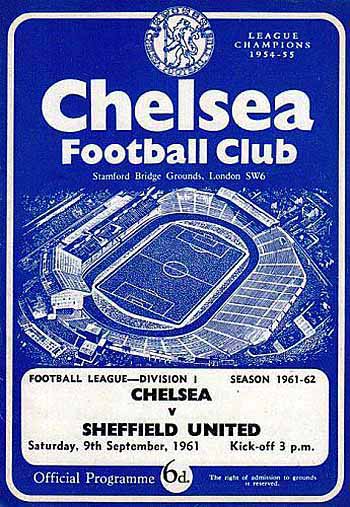 programme cover for Chelsea v Sheffield United, Saturday, 9th Sep 1961