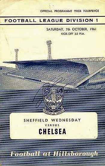 programme cover for Sheffield Wednesday v Chelsea, Saturday, 7th Oct 1961