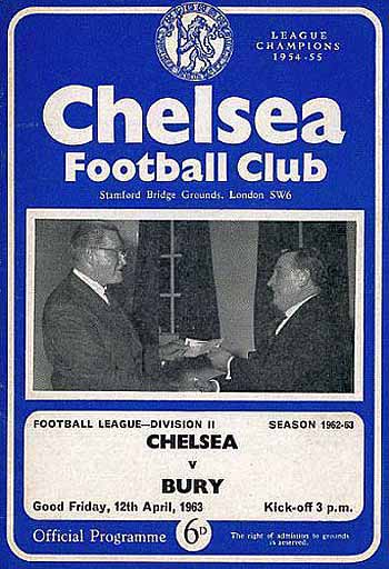 programme cover for Chelsea v Bury, 12th Apr 1963