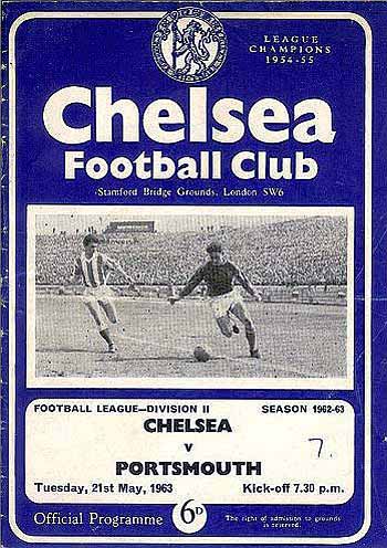 programme cover for Chelsea v Portsmouth, Tuesday, 21st May 1963