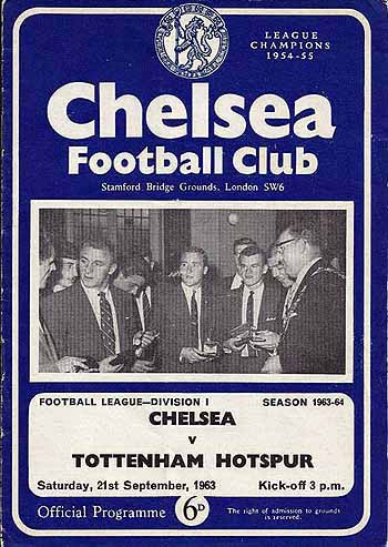 programme cover for Chelsea v Tottenham Hotspur, Saturday, 21st Sep 1963