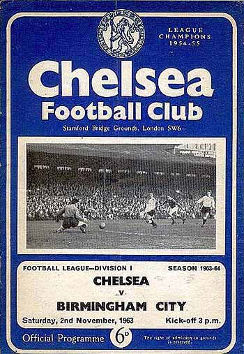 programme cover for Chelsea v Birmingham City, Saturday, 2nd Nov 1963