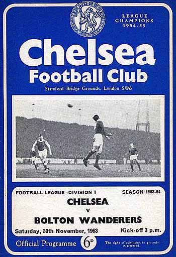 programme cover for Chelsea v Bolton Wanderers, 30th Nov 1963