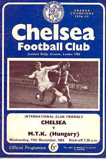 programme cover for Chelsea v M.T.K. Budapest, Wednesday, 11th Dec 1963