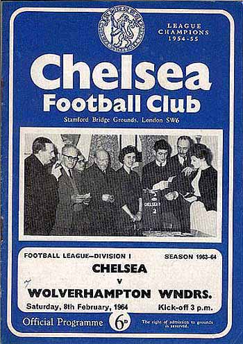 programme cover for Chelsea v Wolverhampton Wanderers, Saturday, 8th Feb 1964