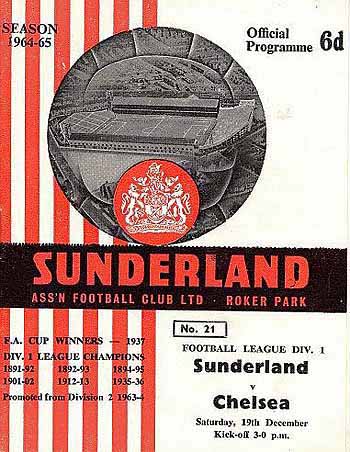 programme cover for Sunderland v Chelsea, Saturday, 19th Dec 1964