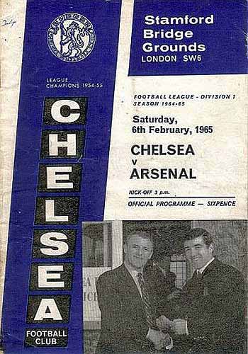 programme cover for Chelsea v Arsenal, Saturday, 6th Feb 1965
