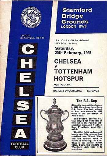 programme cover for Chelsea v Tottenham Hotspur, 20th Feb 1965