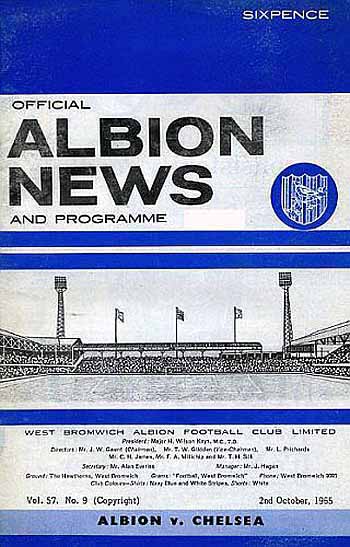 programme cover for West Bromwich Albion v Chelsea, 2nd Oct 1965