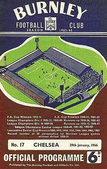 programme cover for Burnley v Chelsea, Saturday, 29th Jan 1966