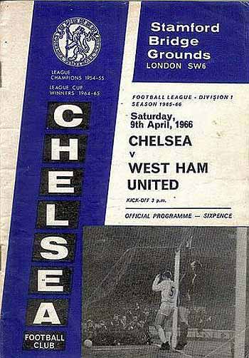 programme cover for Chelsea v West Ham United, Saturday, 9th Apr 1966