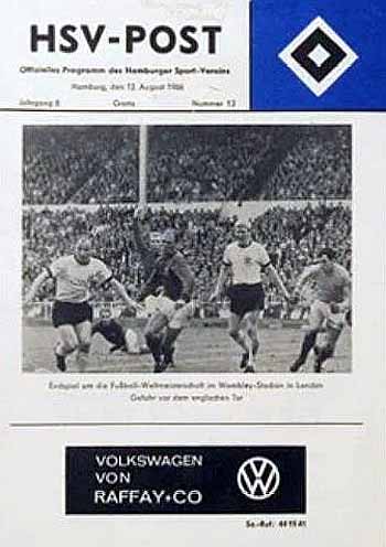 programme cover for Hamburg SV v Chelsea, Friday, 12th Aug 1966