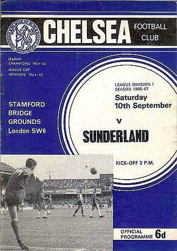 programme cover for Chelsea v Sunderland, Saturday, 10th Sep 1966