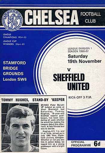 programme cover for Chelsea v Sheffield United, Saturday, 19th Nov 1966