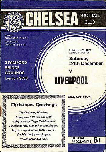 programme cover for Chelsea v Liverpool, 24th Dec 1966
