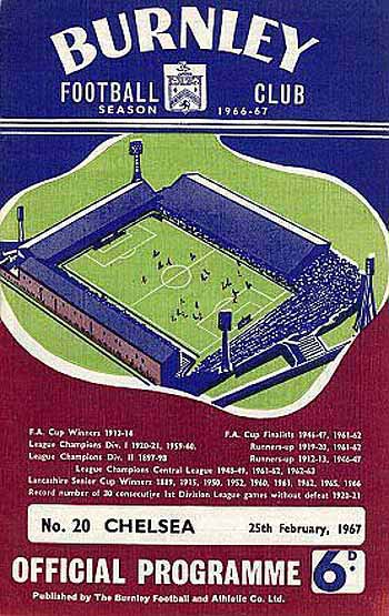programme cover for Burnley v Chelsea, 25th Feb 1967