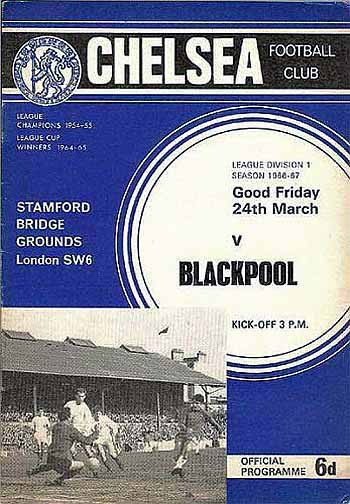 programme cover for Chelsea v Blackpool, 24th Mar 1967