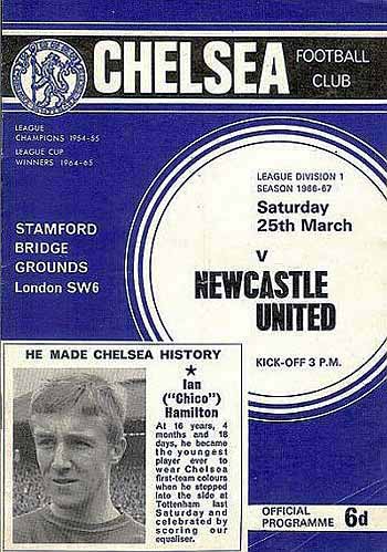 programme cover for Chelsea v Newcastle United, 25th Mar 1967