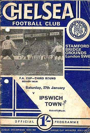 programme cover for Chelsea v Ipswich Town, 27th Jan 1968