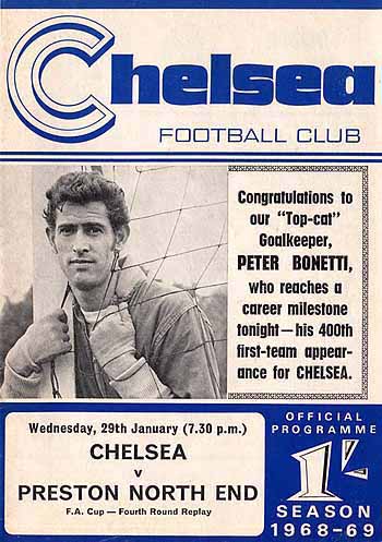 programme cover for Chelsea v Preston North End, Wednesday, 29th Jan 1969