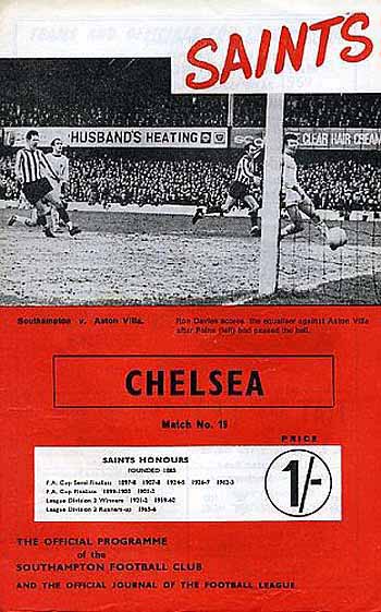 programme cover for Southampton v Chelsea, Saturday, 1st Feb 1969