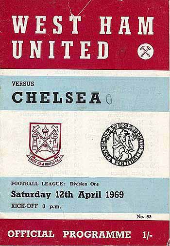 programme cover for West Ham United v Chelsea, Saturday, 12th Apr 1969