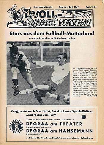 programme cover for Alemannia Aachen v Chelsea, Saturday, 2nd Aug 1969