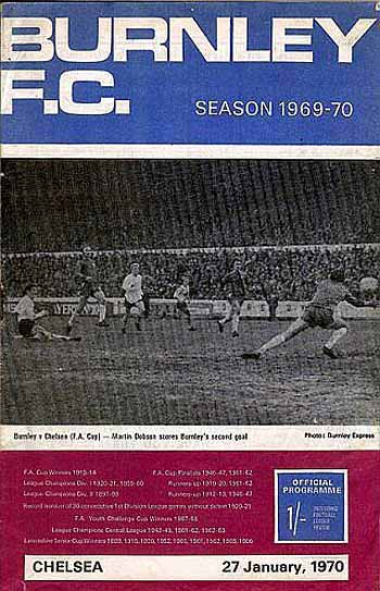 programme cover for Burnley v Chelsea, 27th Jan 1970