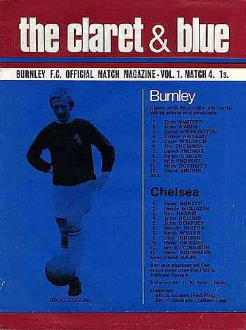 programme cover for Burnley v Chelsea, Tuesday, 1st Sep 1970
