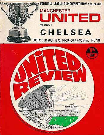 programme cover for Manchester United v Chelsea, Wednesday, 28th Oct 1970