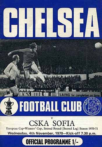 programme cover for Chelsea v CSKA Sofia, Wednesday, 4th Nov 1970