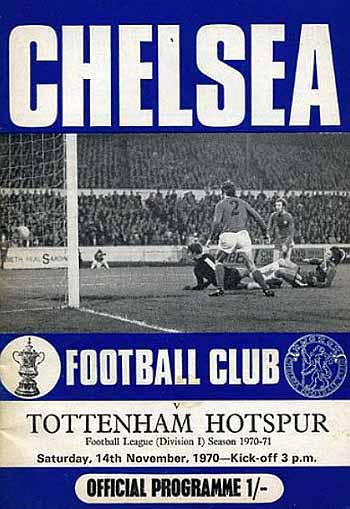 programme cover for Chelsea v Tottenham Hotspur, 14th Nov 1970