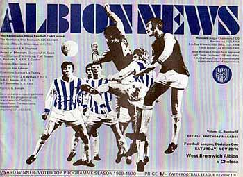 programme cover for West Bromwich Albion v Chelsea, 28th Nov 1970
