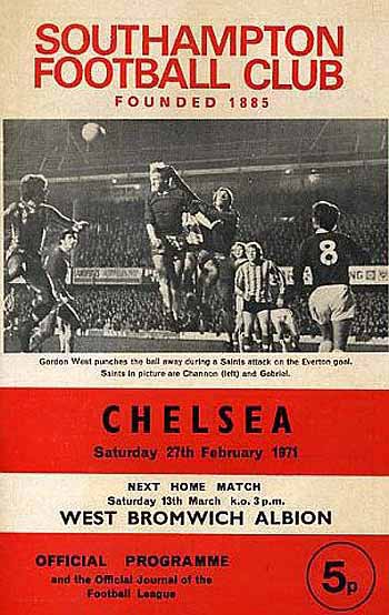 programme cover for Southampton v Chelsea, 27th Feb 1971
